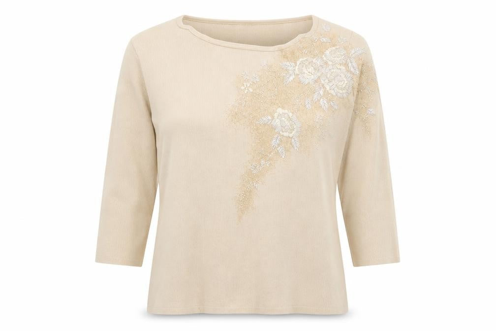Front view of fay louise women’s beige floral jumper, size L