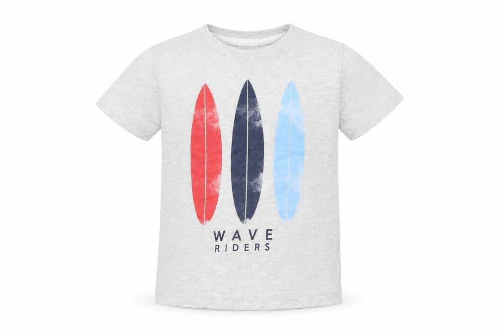Front view of Primark boys’ grey geometric basic t-shirt, size 2, years