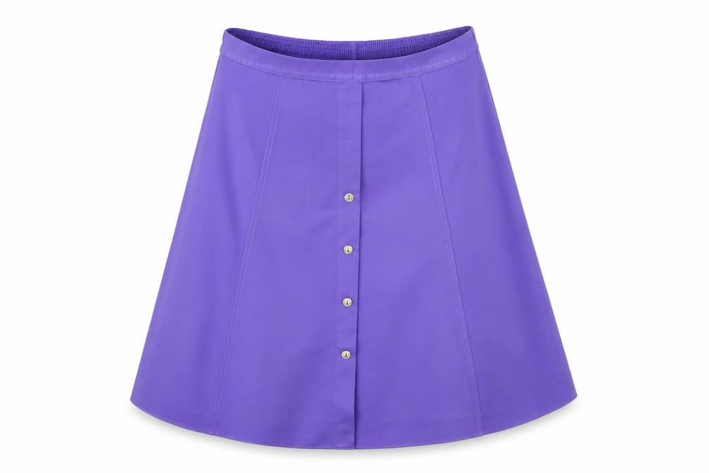 Front view of Preworn women’s purple flare skirt