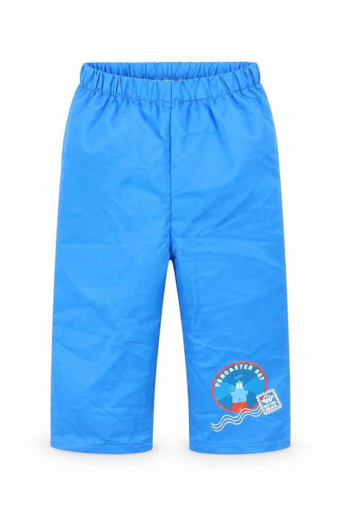Front view of George boys’ blue capri trousers, size 2, years