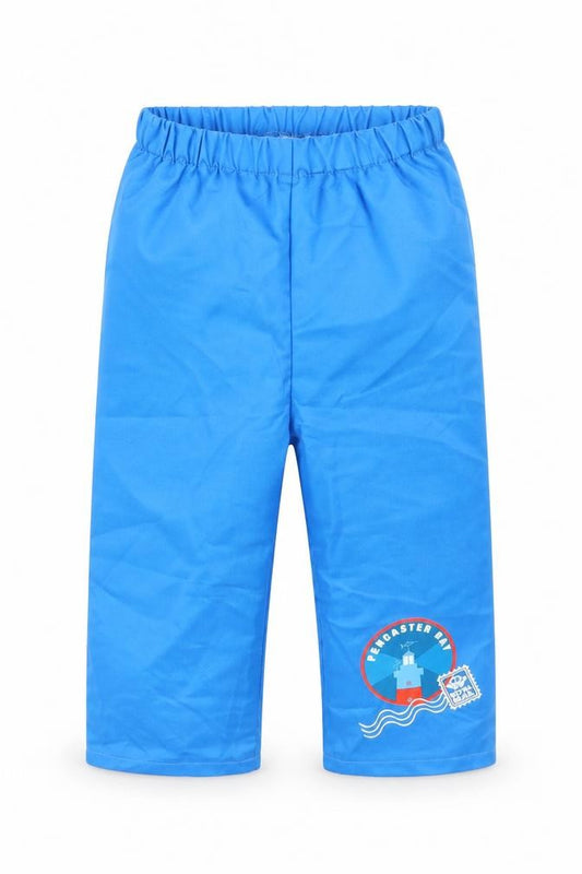 Front view of George boys’ blue capri trousers, size 2, years