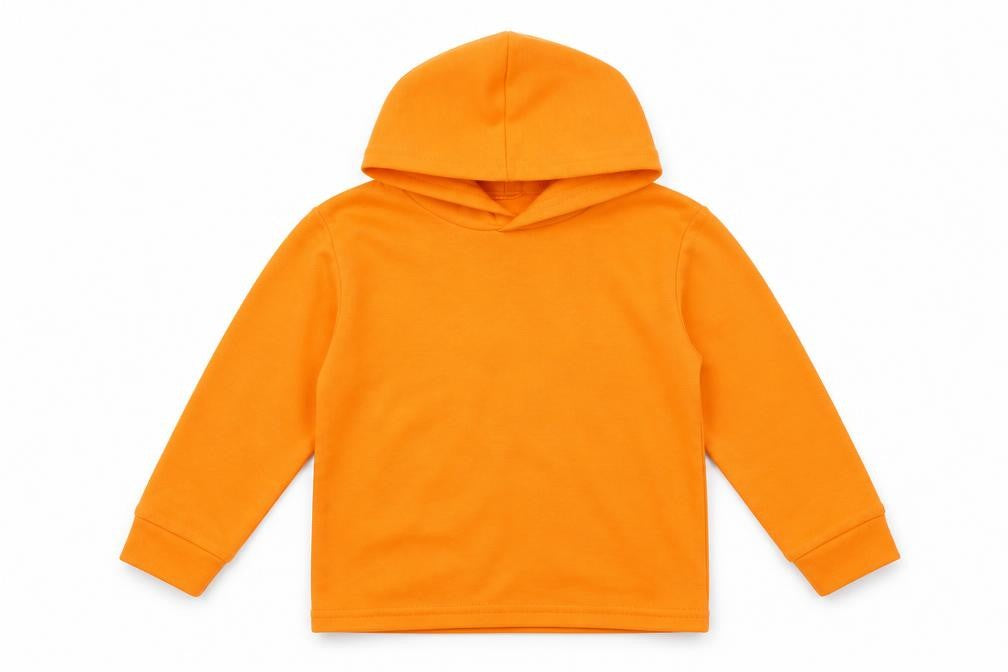 Front view of Preworn boys’ orange pullover hoodie, size 2, years