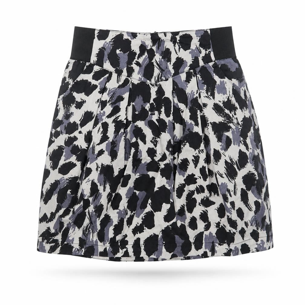 H&M Womens Grey Animal Print  A-Line Skirt Size 10