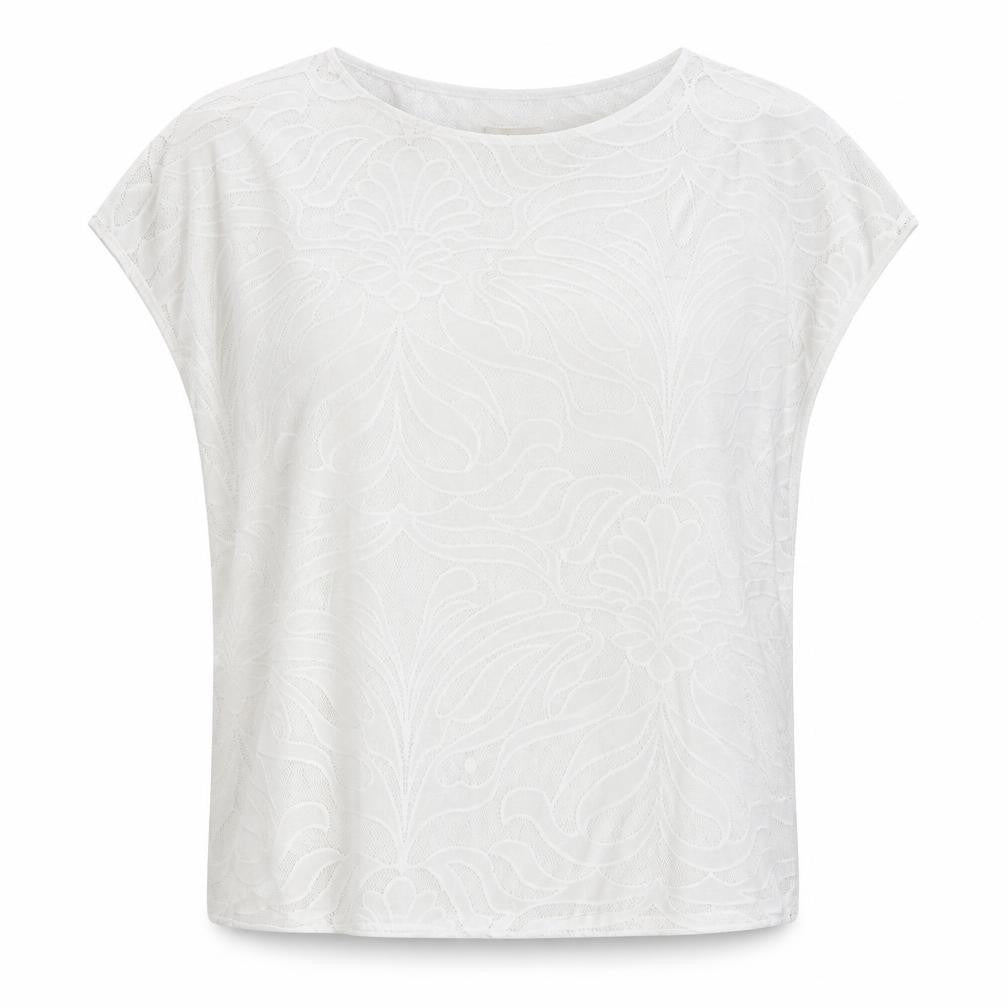 Front view of Marks & Spencer women’s white floral basic blouse, size XL