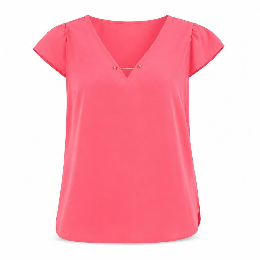Front view of Atmosphere women’s orange basic blouse, size UK 12