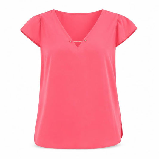Front view of Atmosphere women’s orange basic blouse, size UK 12