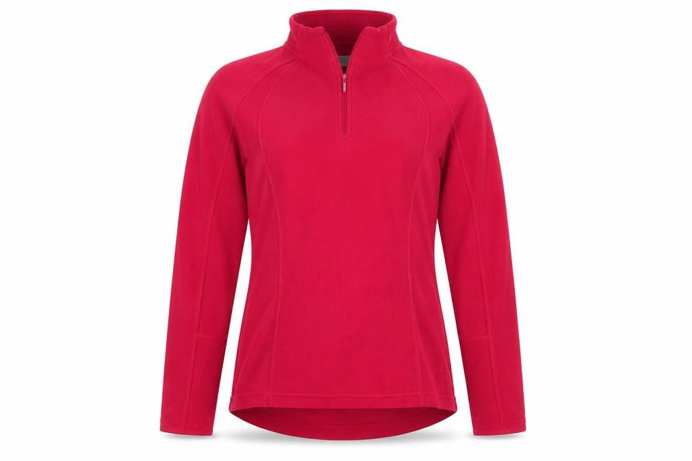 Front view of Decathlon Creation women’s red jumper, size UK 10