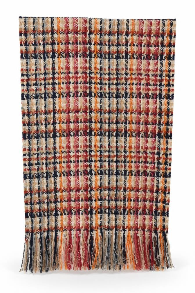 Front view of Accessorise women’s orange check shawl/wrap
