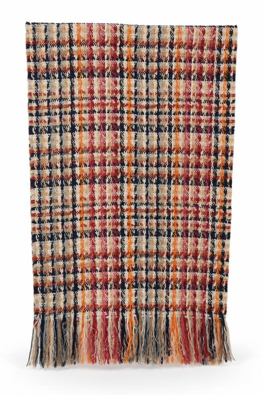 Front view of Accessorise women’s orange check shawl/wrap
