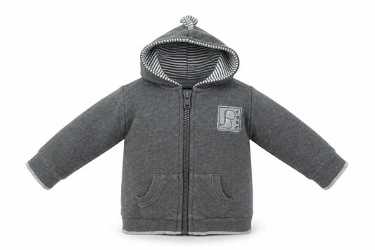 Front view of George Baby Grey Full Zip Jumper, size 3-6, Months - DINOSAUR