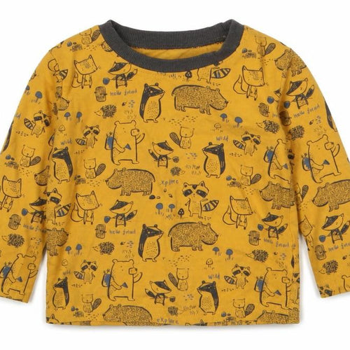 George Boys Yellow Animal Print  Basic T-Shirt Size 9-12 Months