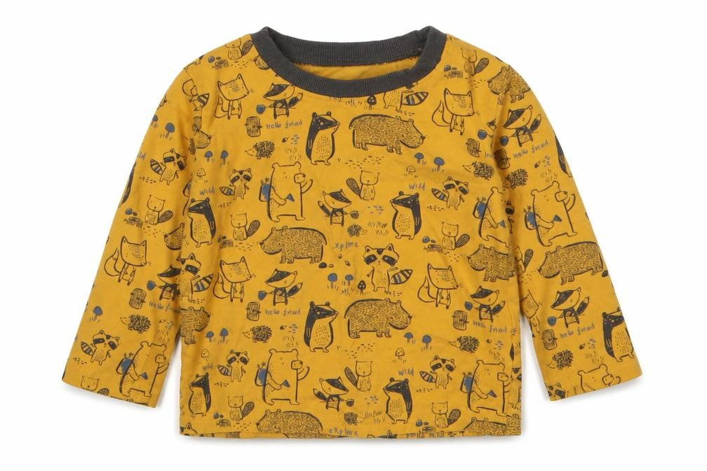 George Boys Yellow Animal Print  Basic T-Shirt Size 9-12 Months