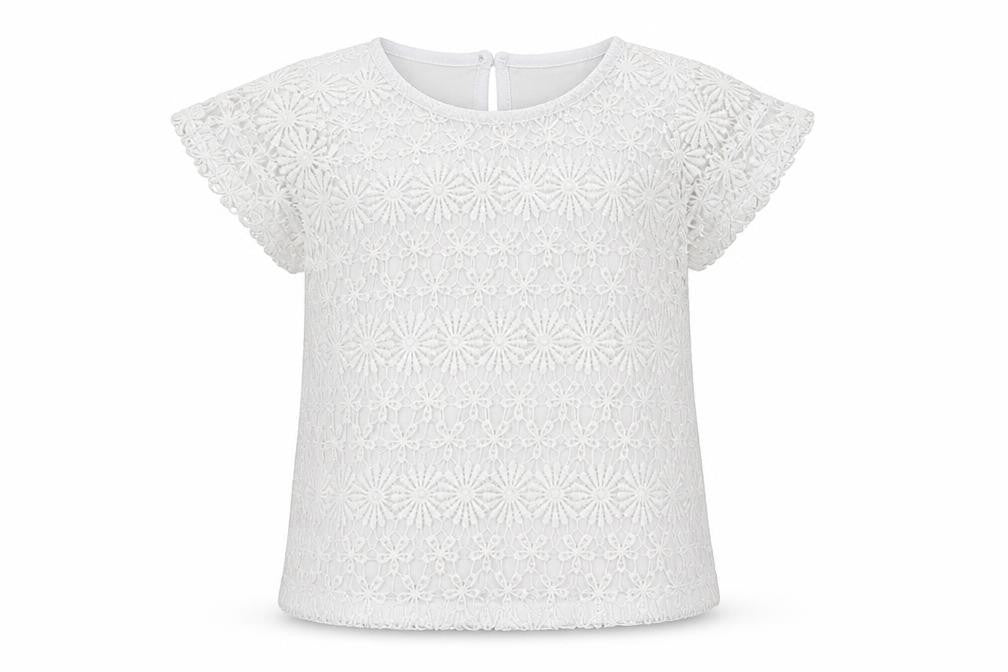 Front view of Tu girls’ white floral basic t-shirt, size 6, years
