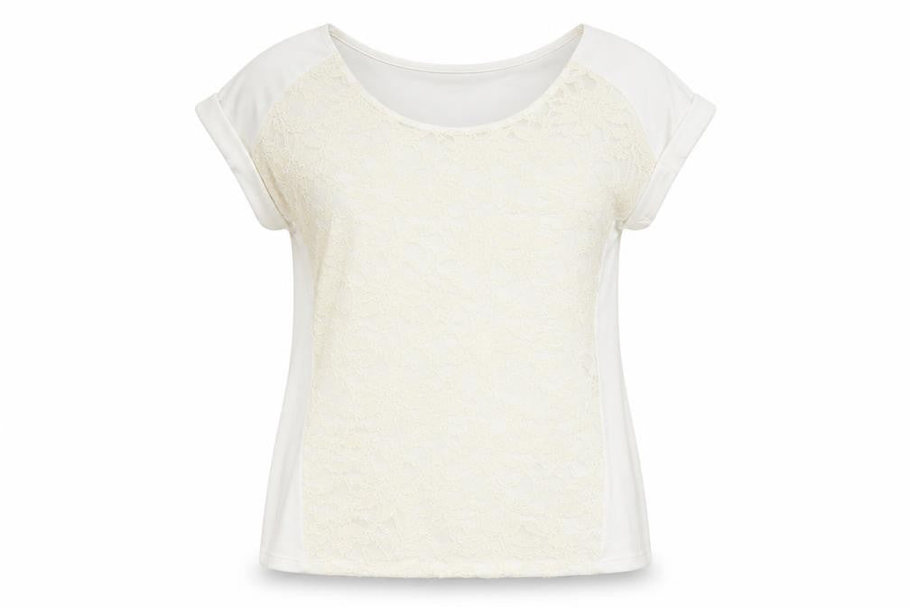 Front view of Preworn women’s white floral basic blouse, size UK 16