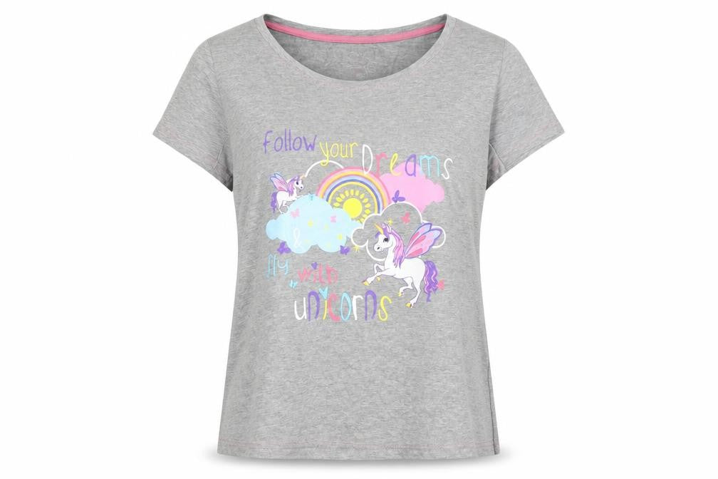 Front view of FOXBURY women’s grey basic t-shirt, size UK 16