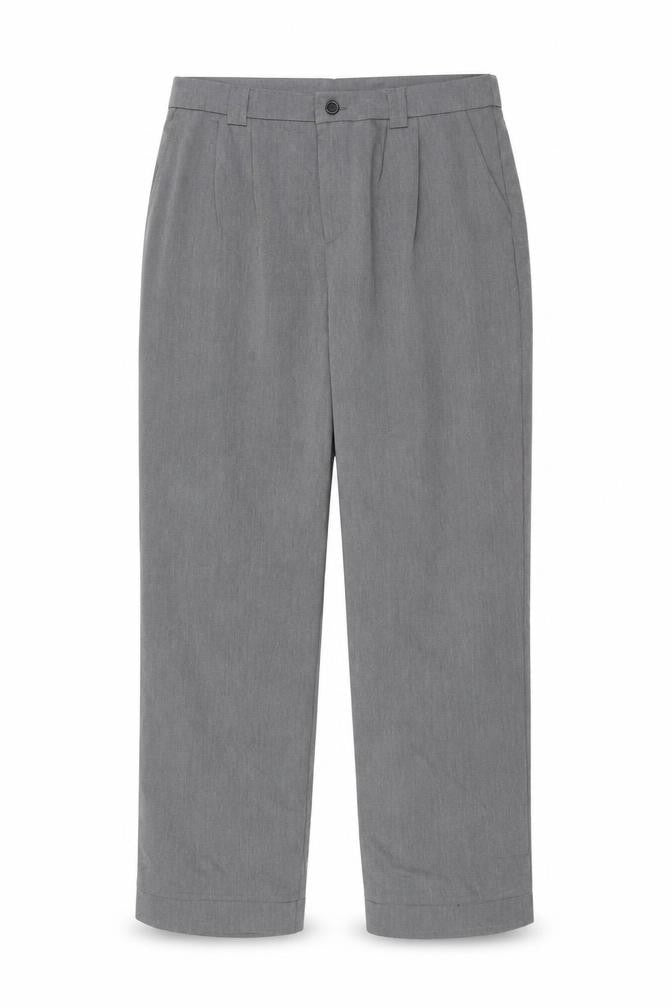 Front view of MissLook women’s grey trousers, size 2XL, 28-inch leg