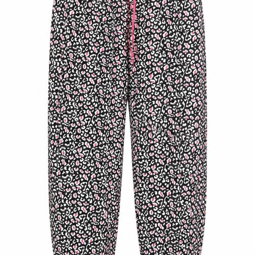 Preworn Womens Pink Animal Print  Trousers  Size L L30 in - Black and Pink Loungewear