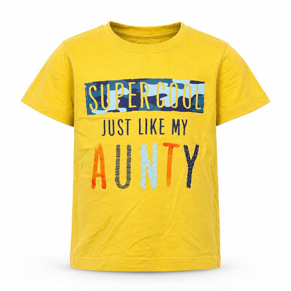 Front view of Nutmeg boys’ yellow basic t-shirt, size 2-3, years