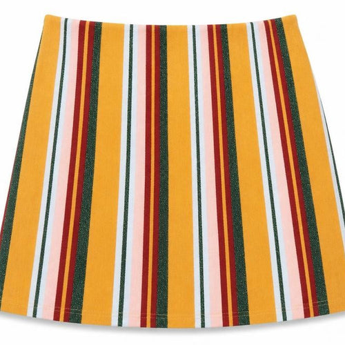 Preworn Womens Yellow Striped  A-Line Skirt Size L