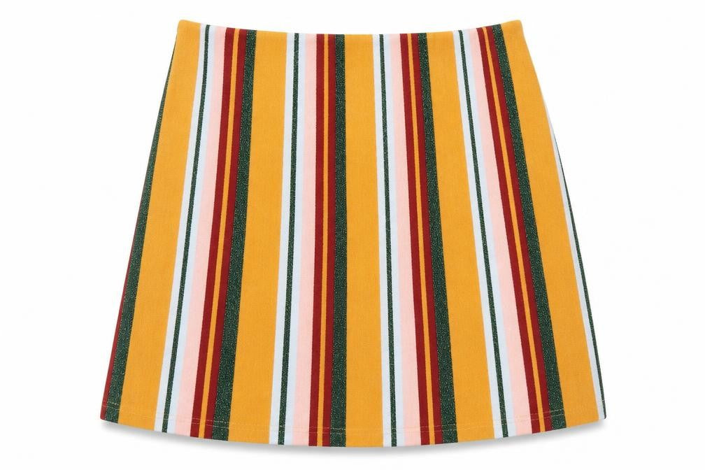 Preworn Womens Yellow Striped  A-Line Skirt Size L