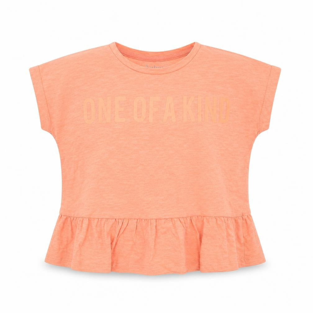 Front view of Nutmeg girls’ orange basic t-shirt, size 9-10, years