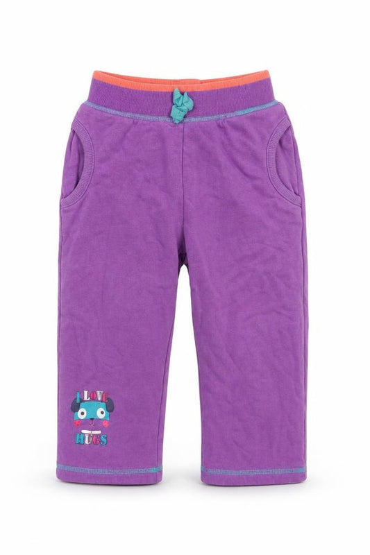 Front view of George girls’ purple jogger leggings, size 24, months - waist 18in; inside leg 12in
