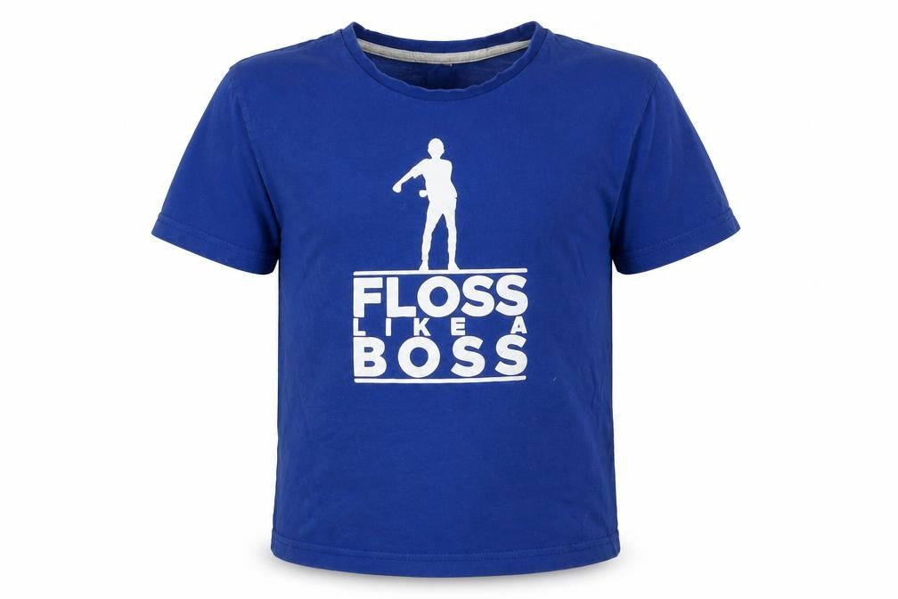 Front view of Preworn boys’ blue basic t-shirt one size - floss like a boss