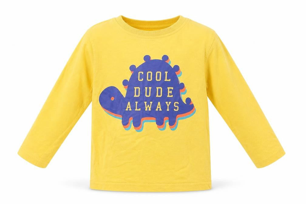 Front view of George boys’ yellow basic t-shirt, size 2-3, years - cool dude