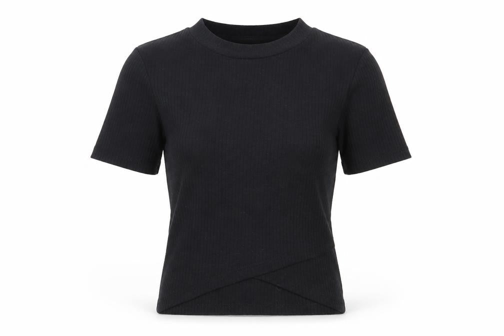 Front view of New Look women’s black basic t-shirt, size UK 10