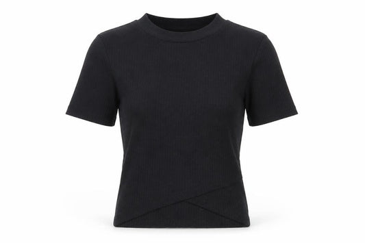 Front view of New Look women’s black basic t-shirt, size UK 10