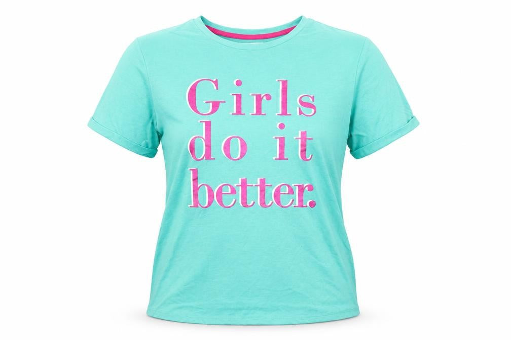 Front view of Matalan women’s green solid top pyjama top, size UK 8
