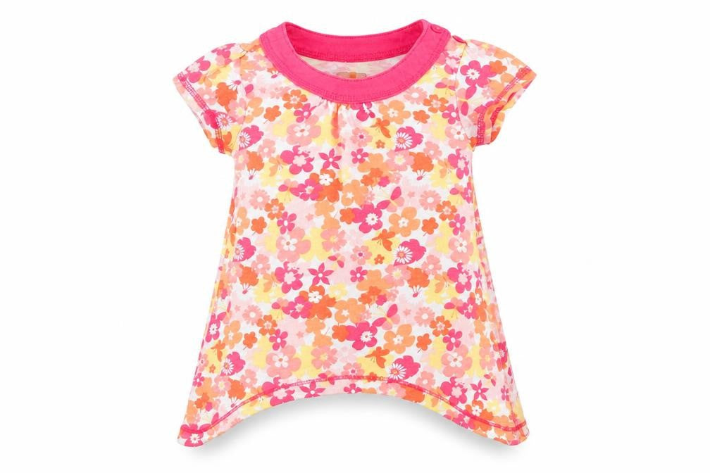 Front view of Preworn girls’ multicoloured floral basic t-shirt, size 2, years