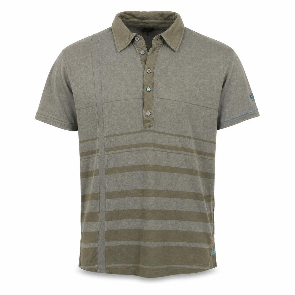 Front view of IRONMAN men’s brown colourblock polo, size L