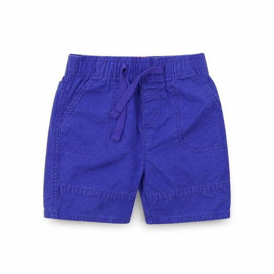 Front view of Tu boys’ blue colourblock cropped trousers, size 12-18, months