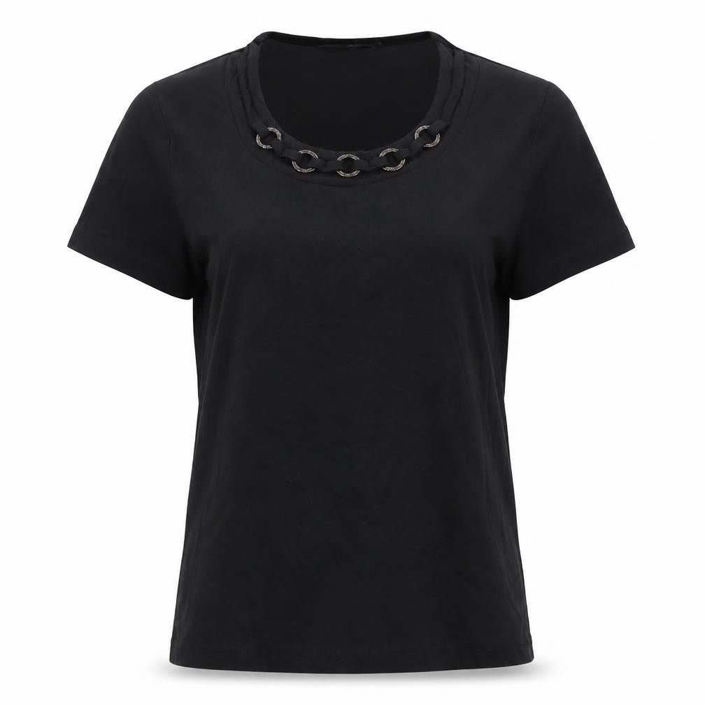 Front view of Bonmarché women’s beige colourblock basic t-shirt, size M