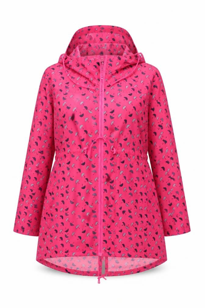 Front view of MyShoeStore women’s pink geometric jacket, size L