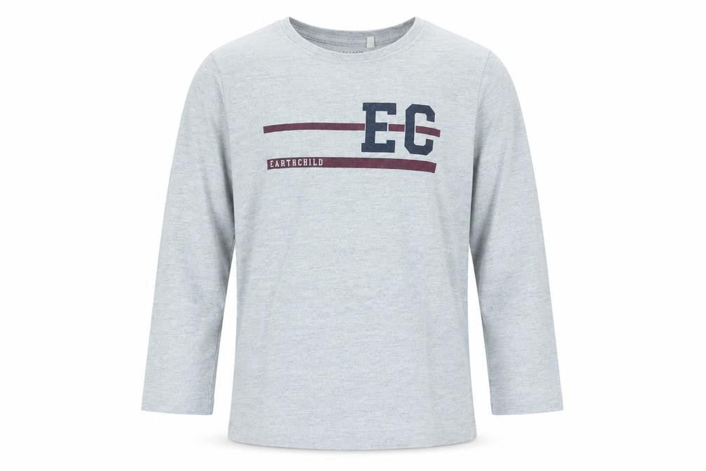 Front view of earthchild girls’ grey basic t-shirt, size 4-5, years