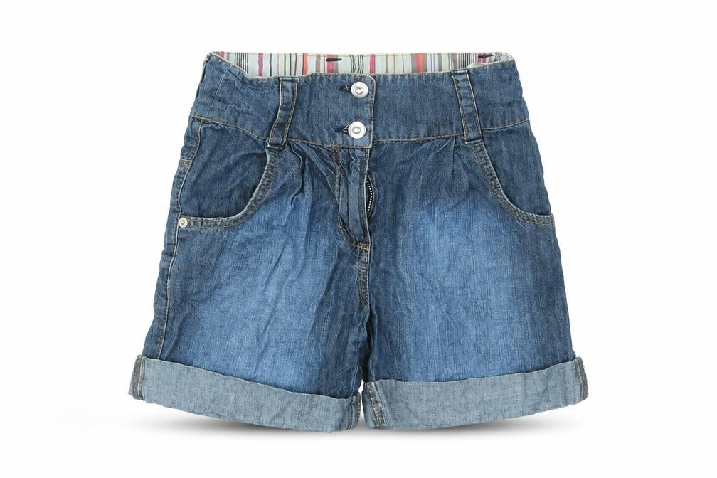 M&S Girls Blue   Cut-Off Shorts Size 9 Years