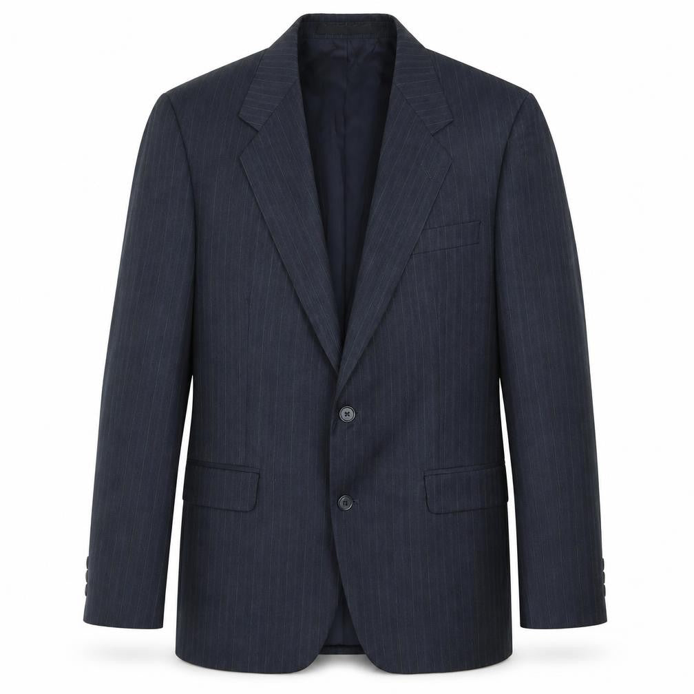 Front view of Marks & Spencer men’s blue striped jacket blazer, size 42