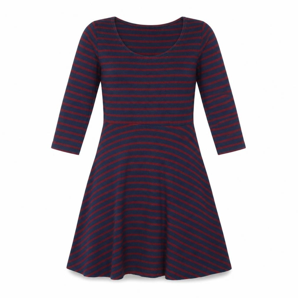 Front view of Primark women’s multicoloured striped fit & flare, size UK 8