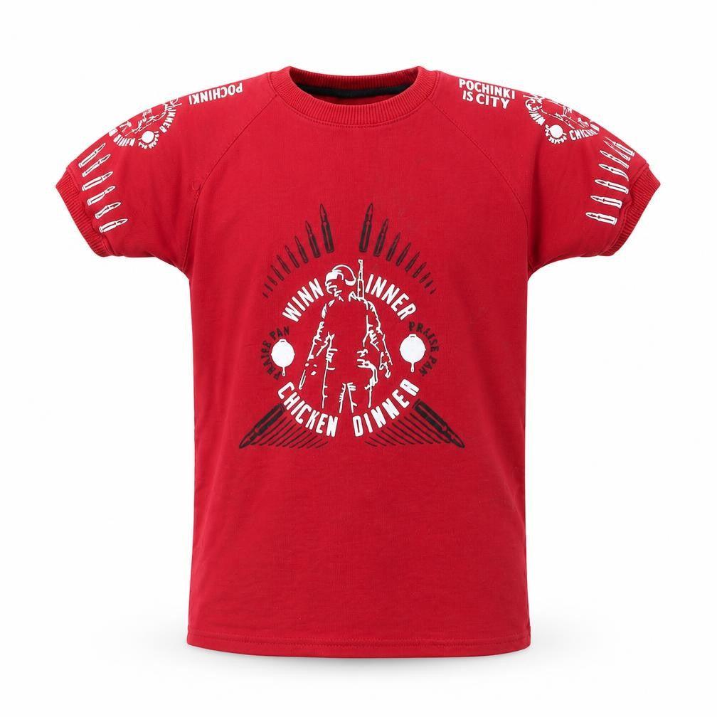 Front view of Preworn boys’ red basic t-shirt, size 12, years