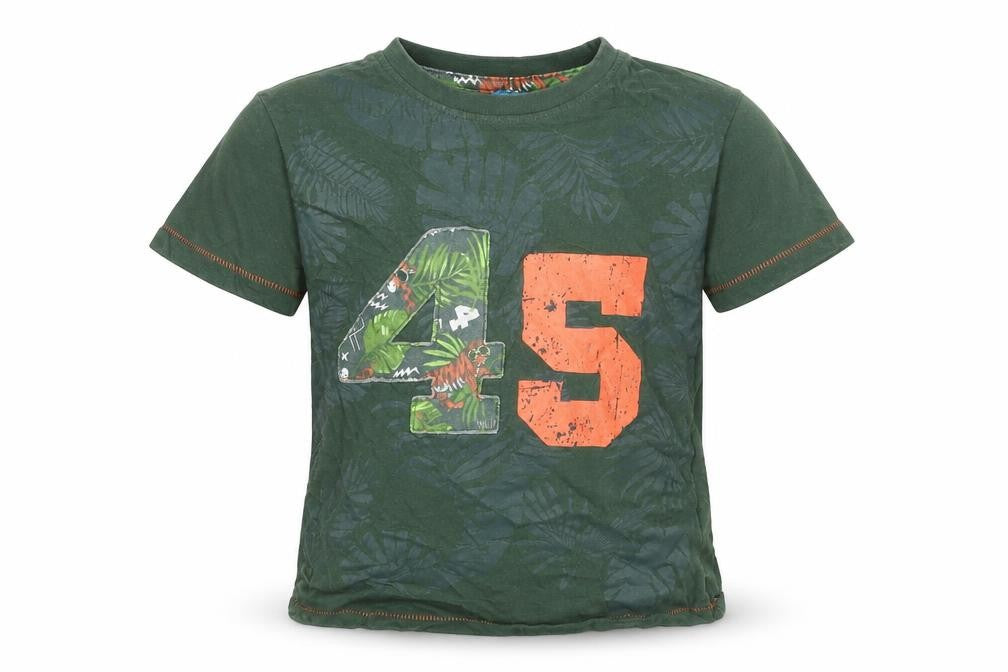 Front view of Next boys’ green basic t-shirt, size 5-6, years