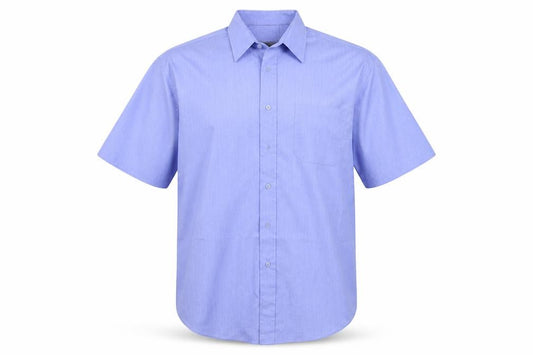 Front view of ARMANDO men’s blue button-up, size 17.5