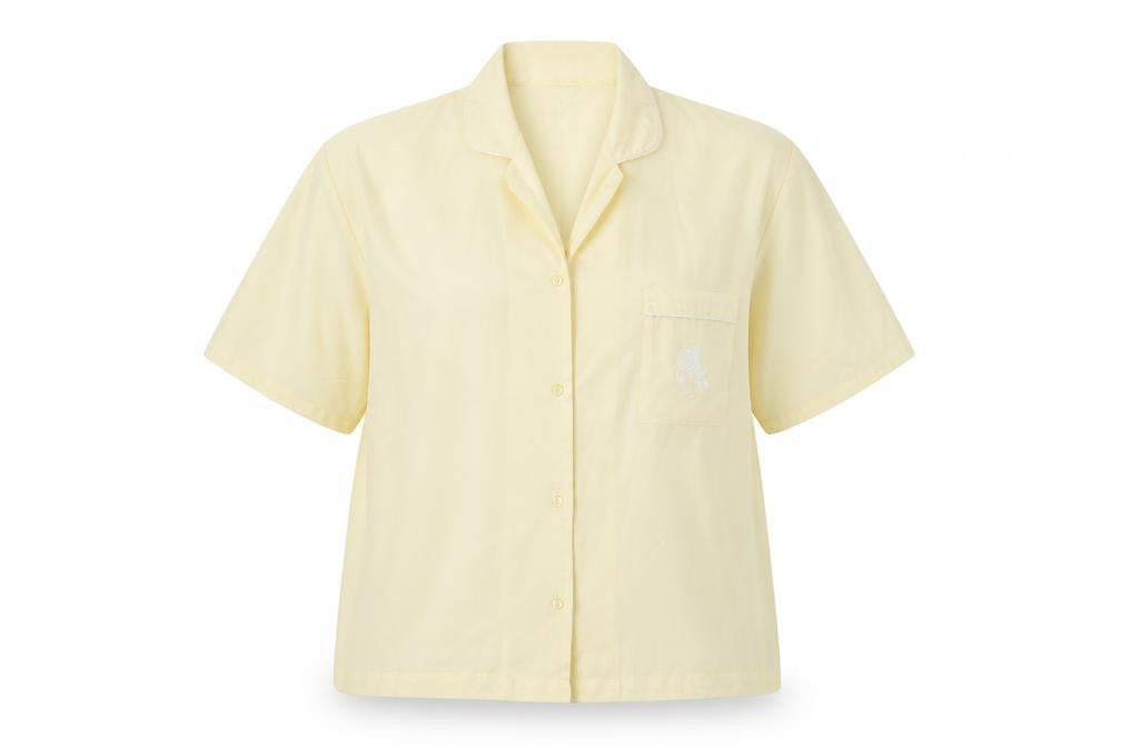 Front view of St Bernard women’s yellow basic button-up, size UK 18