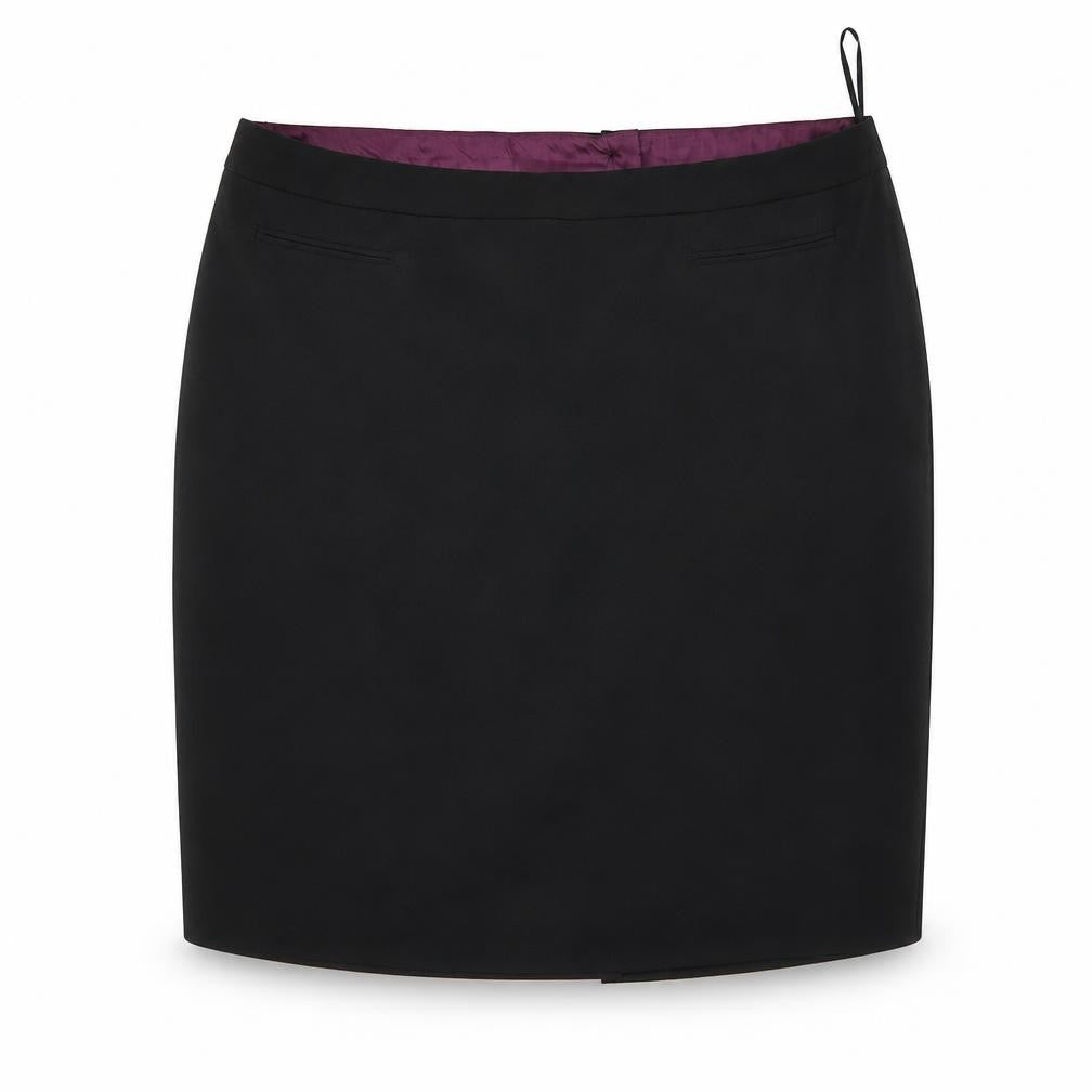 Front view of Just Jamie women’s black flare skirt