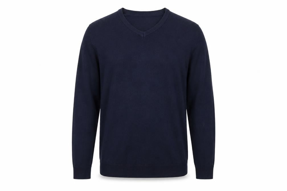 Front view of Marks & Spencer men’s blue jumper, size M