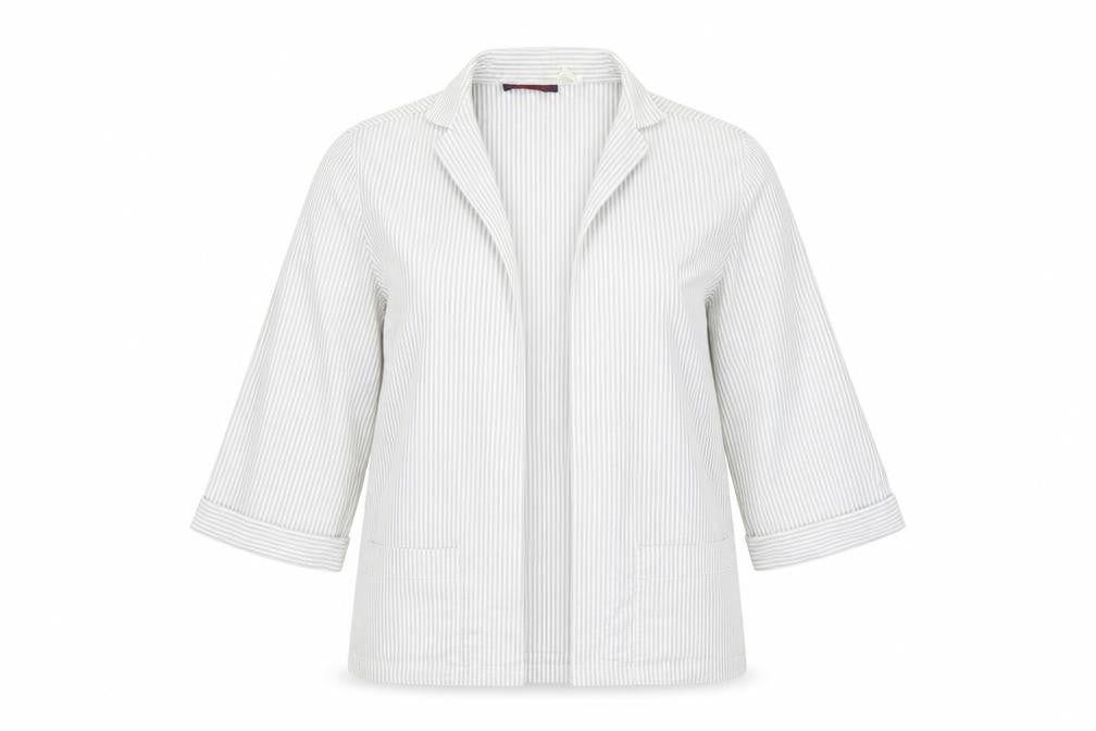 JEAN CHANCEL Womens White Striped  Cardigan Jumper Size 10