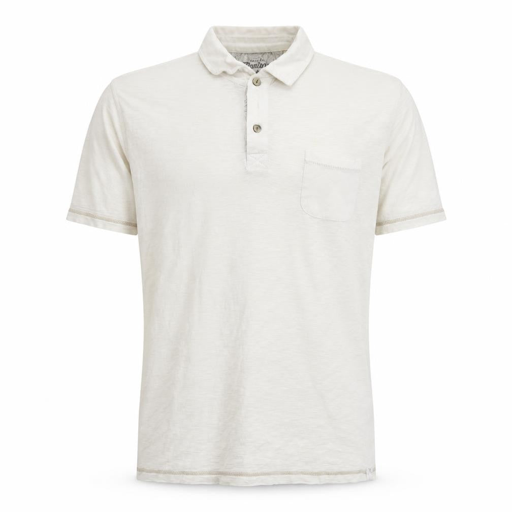 Front view of Mataray men’s beige polo, size XL