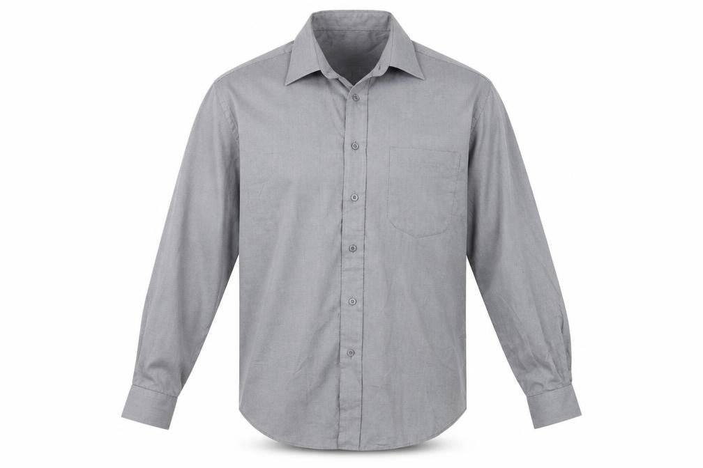 Front view of ARMANDO men’s grey button-up, size 15