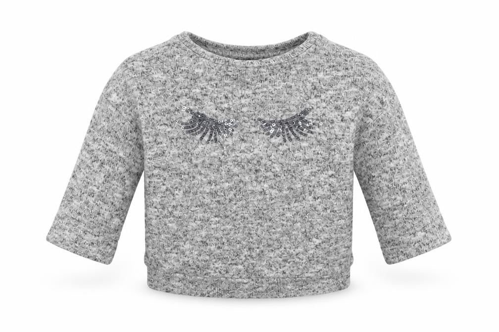 Front view of River Island girls’ grey basic t-shirt, size 3-6, months